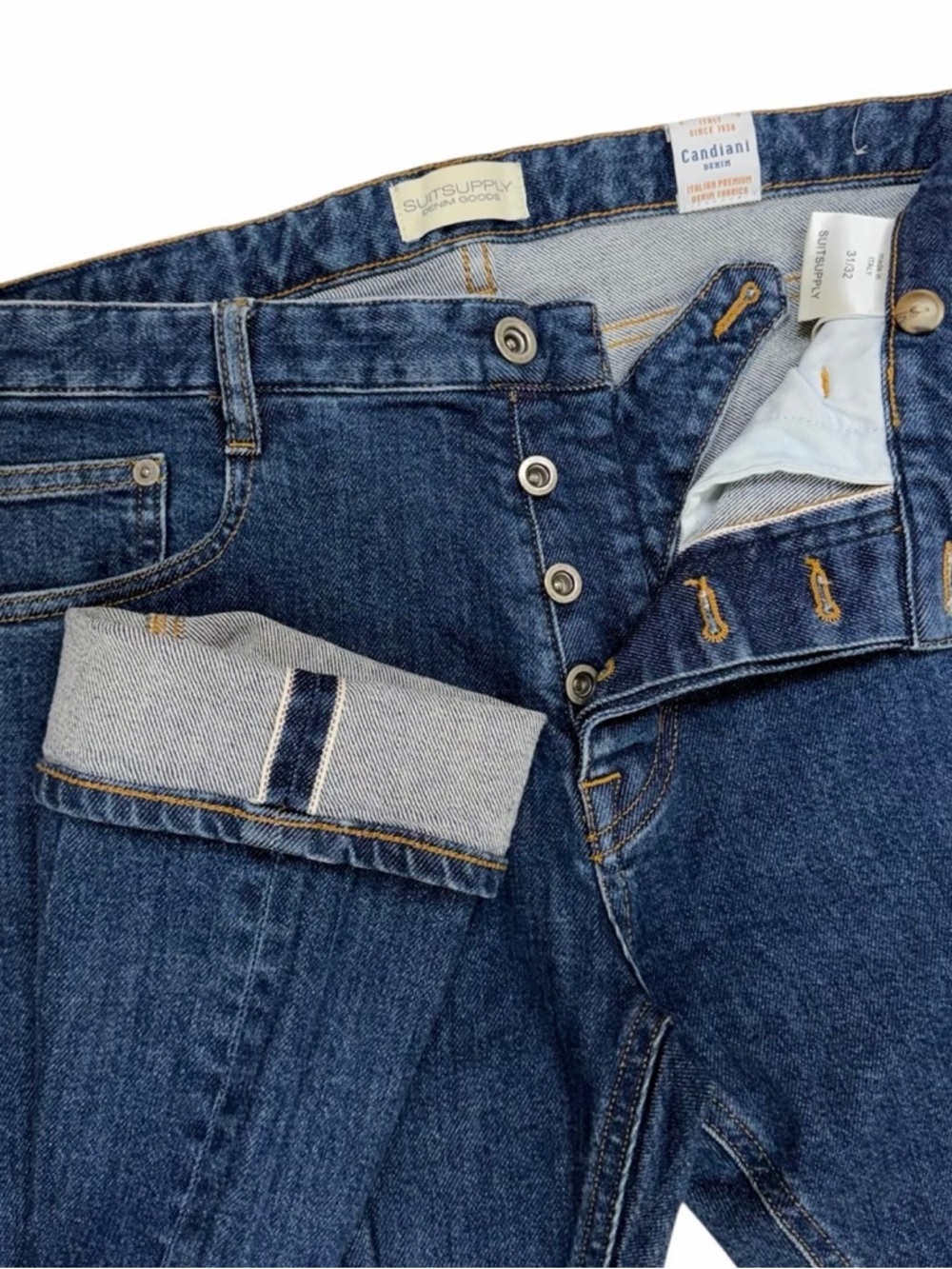SuitSupply Jeans 31x32 Candiani Denim Selvedge Button Fly Slim Straight Italy